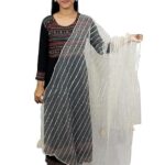JAGMOOLYA PRODUCTS Clothing Women's Silver Embroidered Organza Net Dupatta for Girls (CREAM)