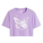 Womens Cotton Blend Butterfly Printed T-Shirt