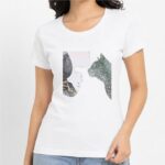 Women's Polyester Graphic Printed T-Shirt, - Image 2
