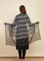 Elegant Striped Dupatta with Palm Tree Border Design, Multicolor Soft Silk dupatta for Women - Image 2