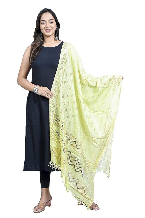 61xRVdaiFiL._SY879_.jpg DIAMO Women's Woven Banarasi Silk Zari Dupatta/Chunni - Image 1
